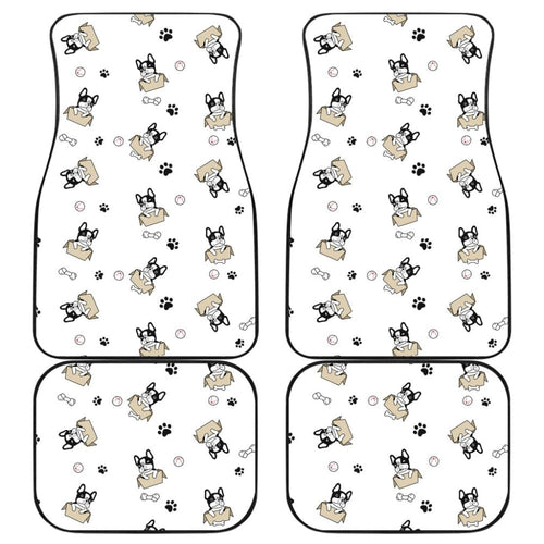 Cute French Bulldog Dog Print On White Car Floor Mats