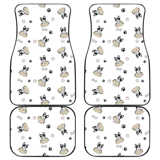 Cute French Bulldog Dog Print On White Car Floor Mats