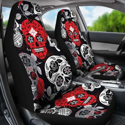 Skullistic Sugar Skulls Red Car Seat Covers