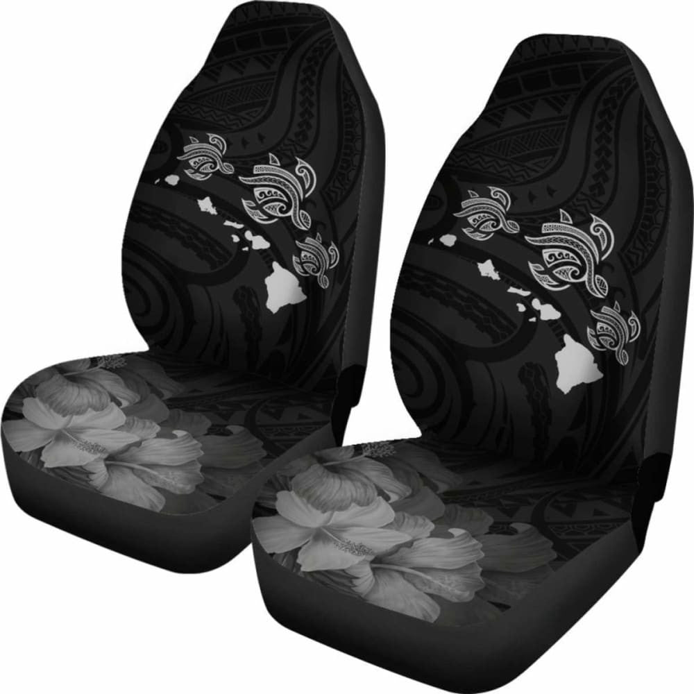 Hawaii Hibiscus Map Polynesian Ancient Gray Turtle Car Set Covers - New - Awesome