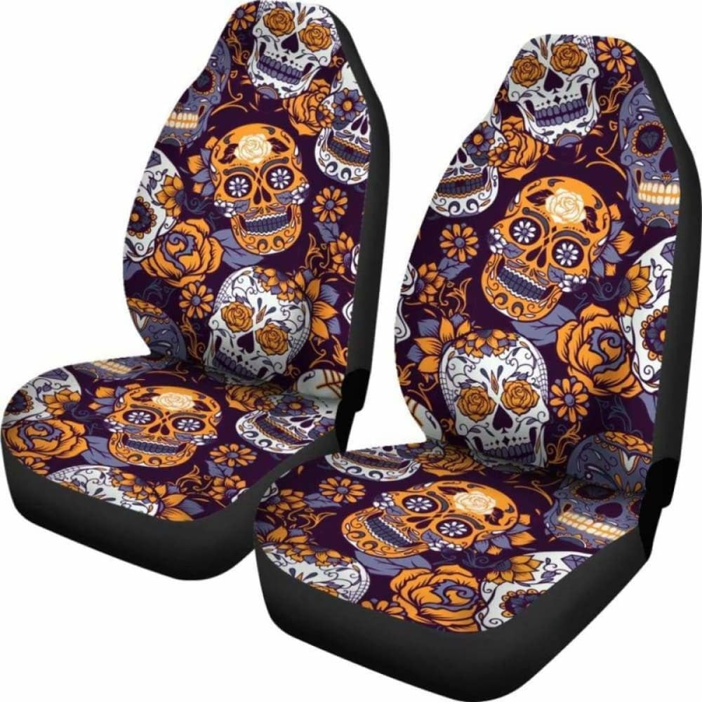 Gretta Skully Car Seat Covers - Sugar Skull - Orange