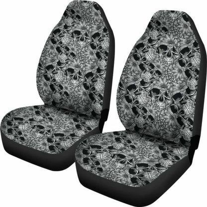 Set Of Floral Sugar Skull Seat Covers - Day Of The Dead