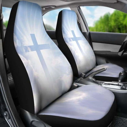 Sky Blue Cross In Clouds Car Seat Covers