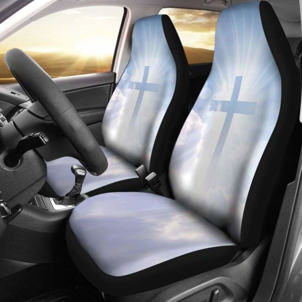 Sky Blue Cross In Clouds Car Seat Covers