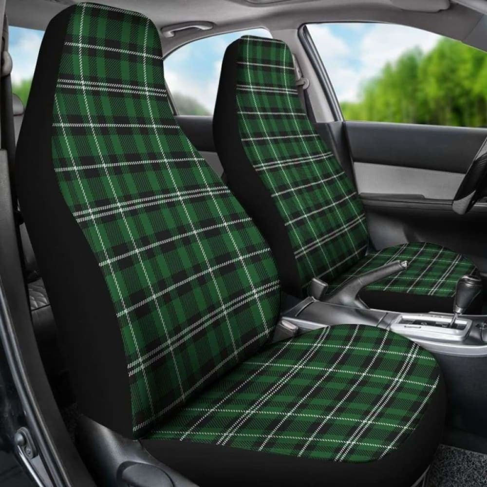 Green White And Black Plaid Car Seat Covers