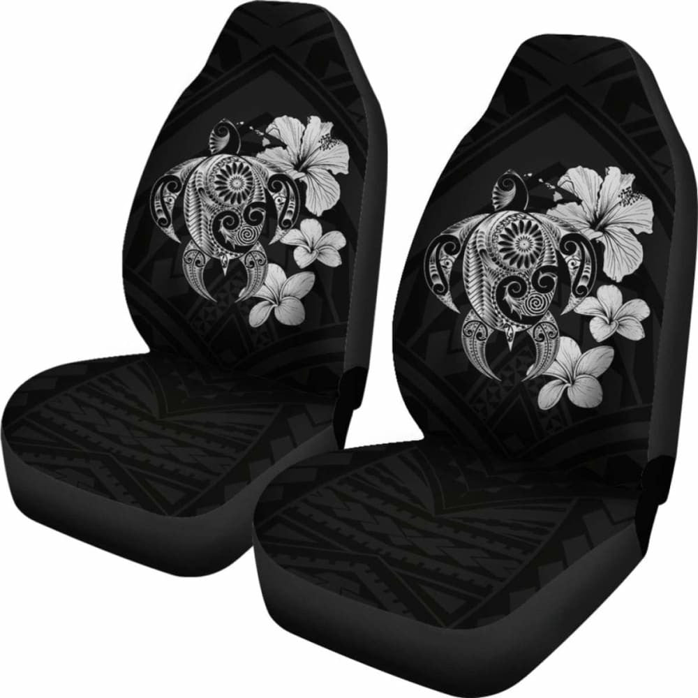 Hibiscus Plumeria Mix Polynesian Gray Turtle Car Seat Covers - New - Awesome