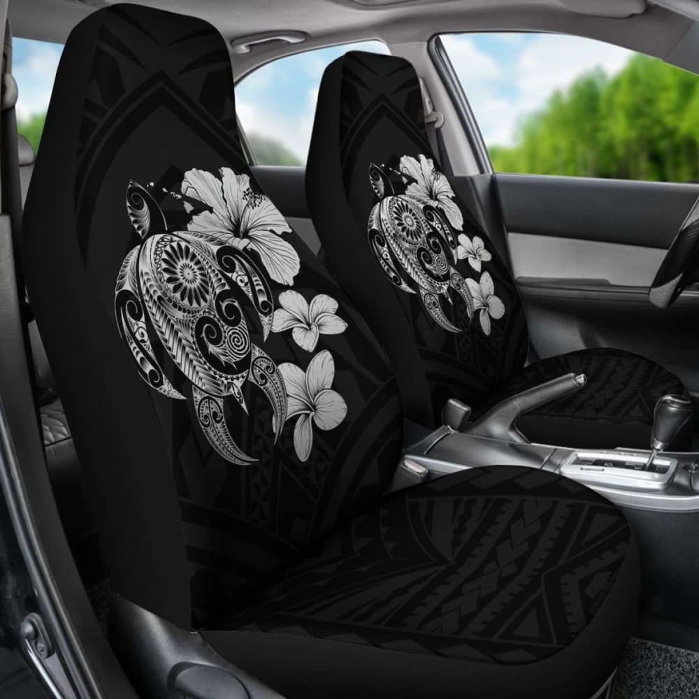 Hibiscus Plumeria Mix Polynesian Gray Turtle Car Seat Covers - New - Awesome