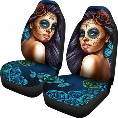 Calavera Girl - Blue - Car Seat Covers