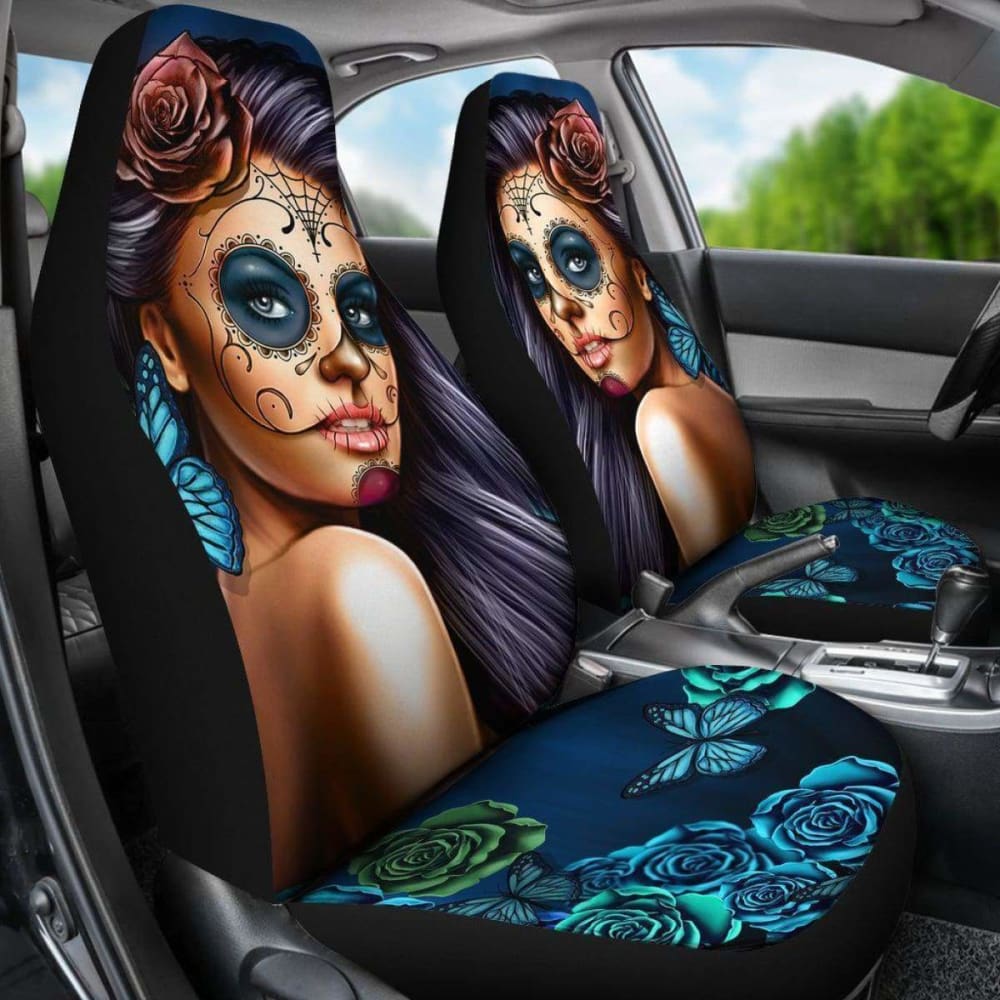 Calavera Girl - Blue - Car Seat Covers