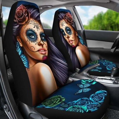 Calavera Girl - Blue - Car Seat Covers
