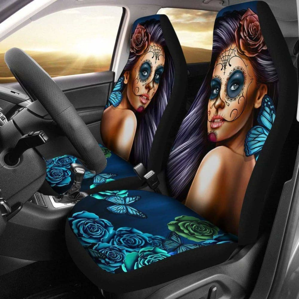 Calavera Girl - Blue - Car Seat Covers