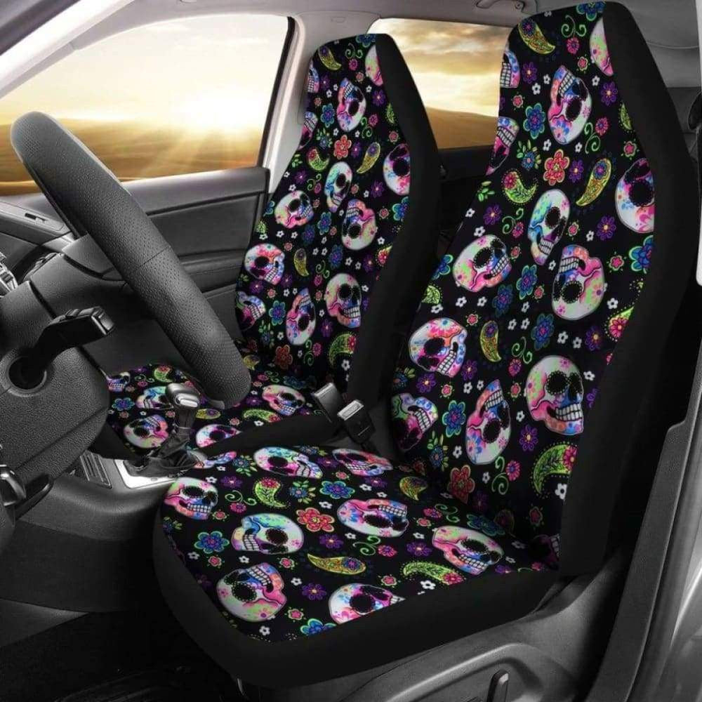 Set Of Sugar Skull Car Seat Covers