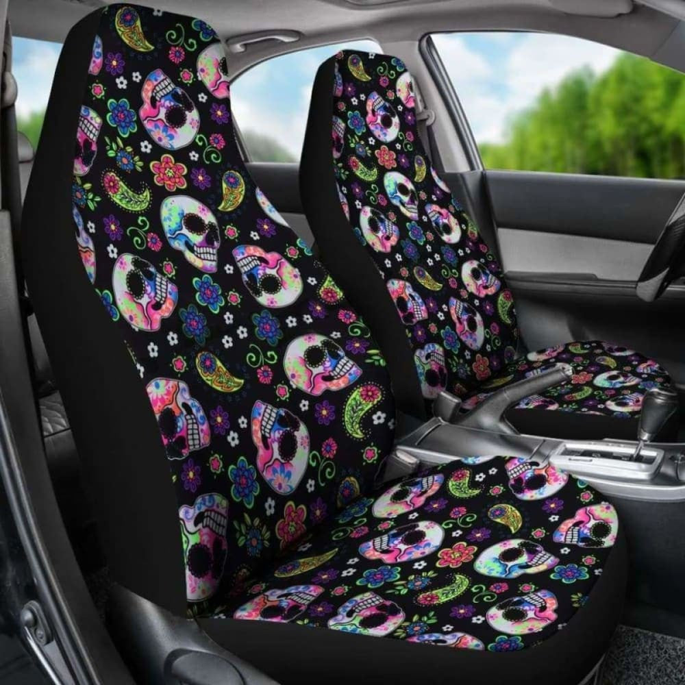 Set Of Sugar Skull Car Seat Covers