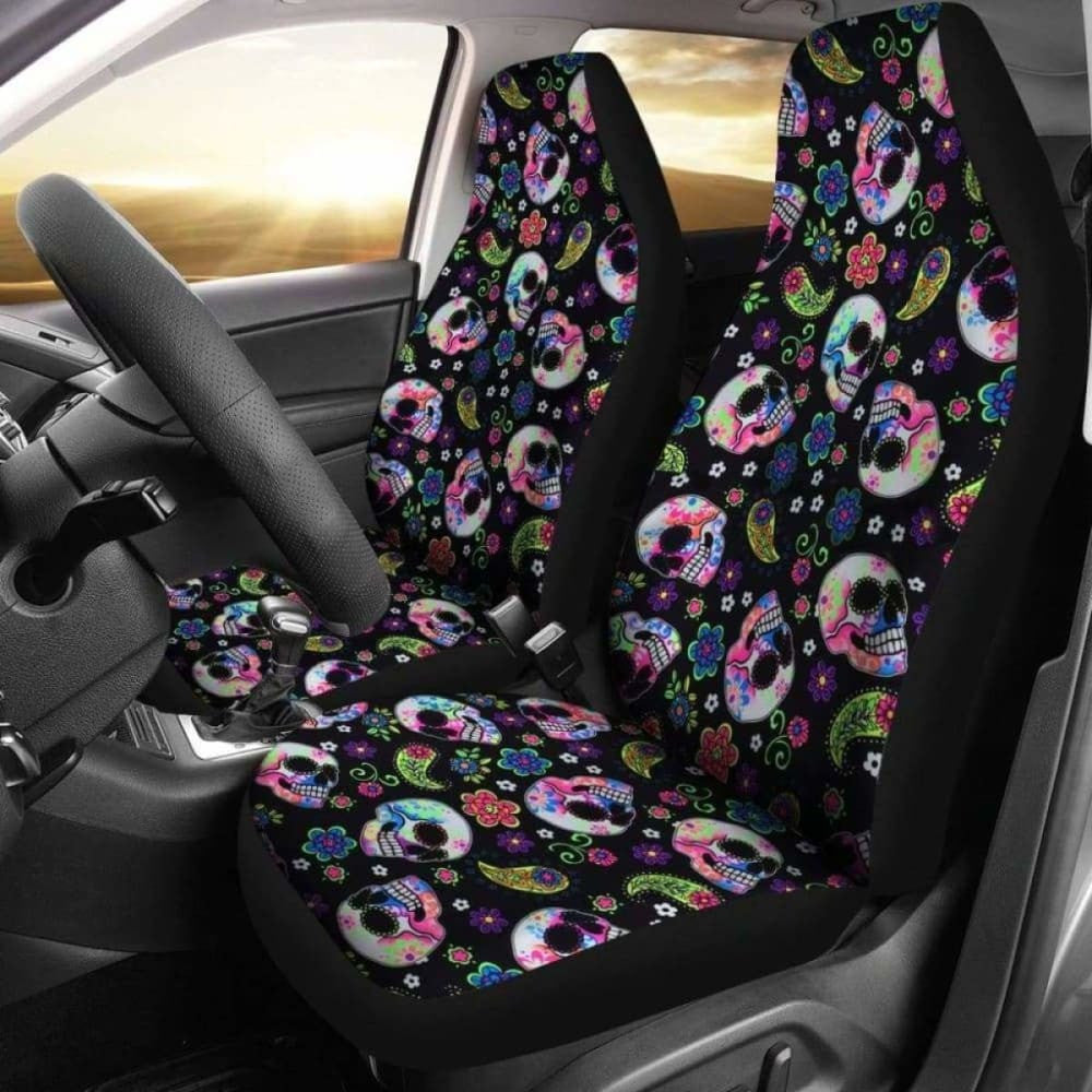 Set Of Sugar Skull Car Seat Covers