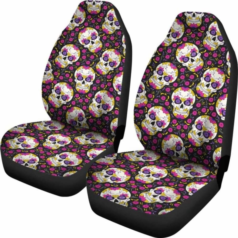 Set Of Candy Sugar Skull Car Seat Covers