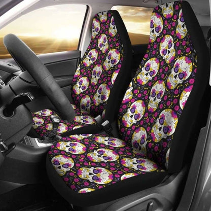 Set Of Candy Sugar Skull Car Seat Covers