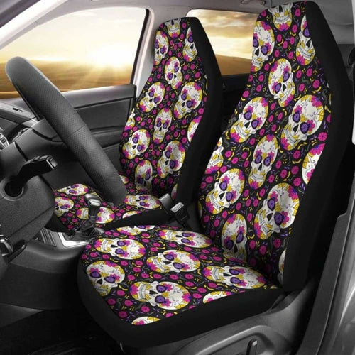 Set Of Candy Sugar Skull Car Seat Covers