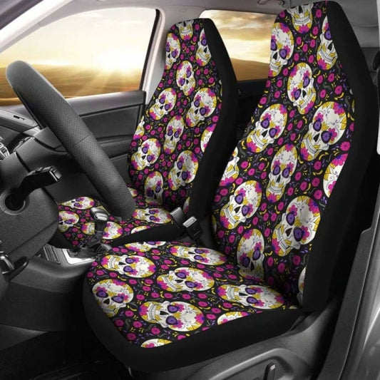 Set Of Candy Sugar Skull Car Seat Covers