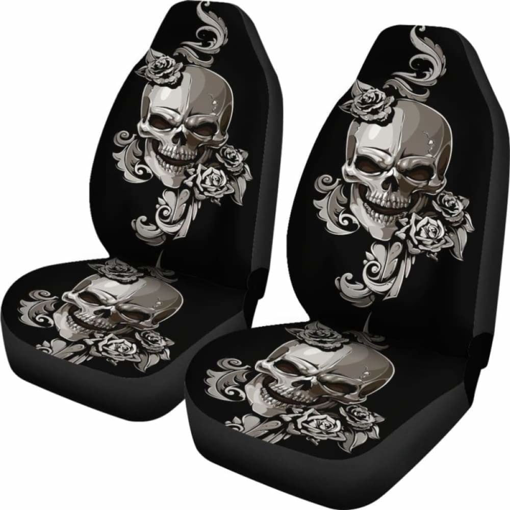 Set Of Floral Sugar Skulls Car Seat Covers