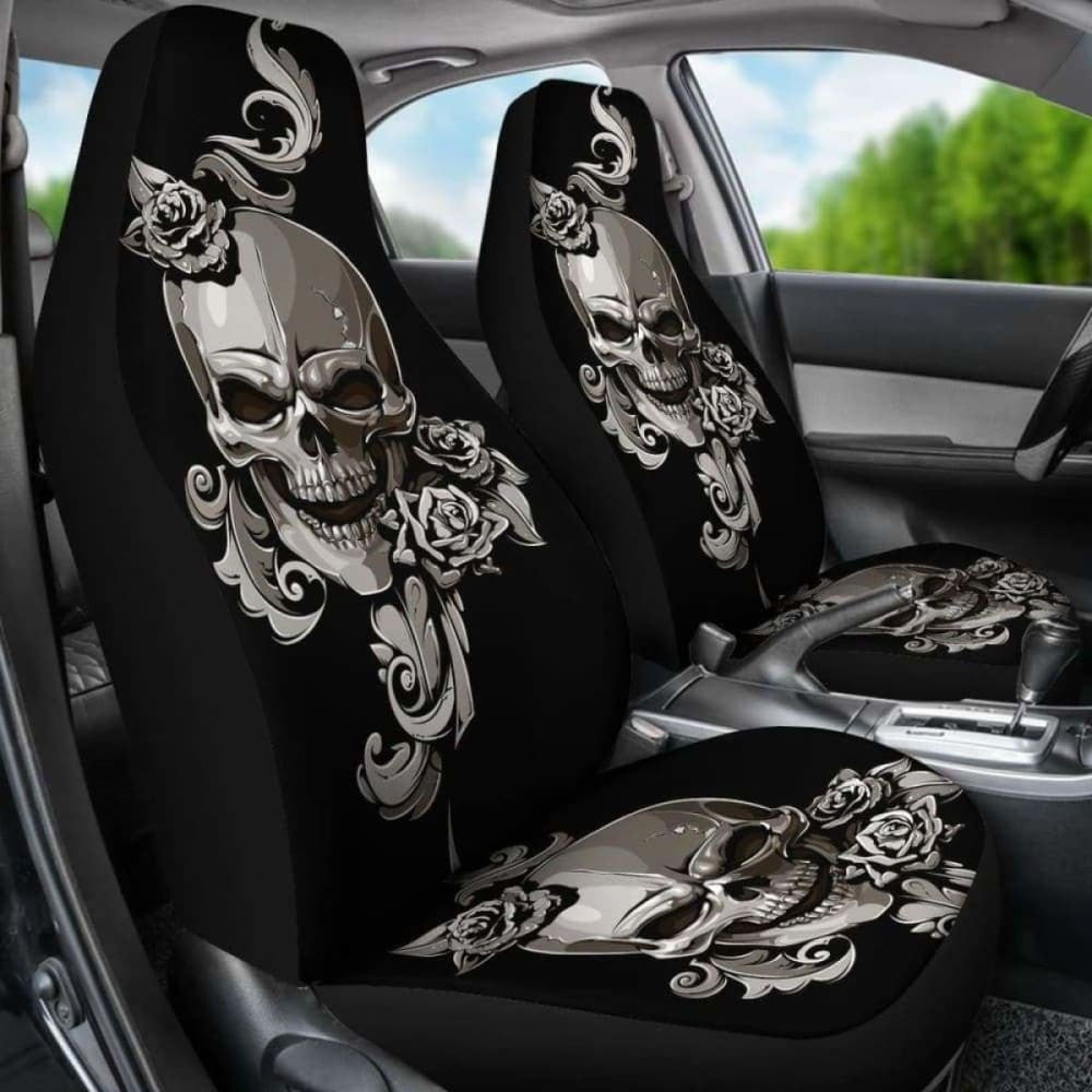 Set Of Floral Sugar Skulls Car Seat Covers