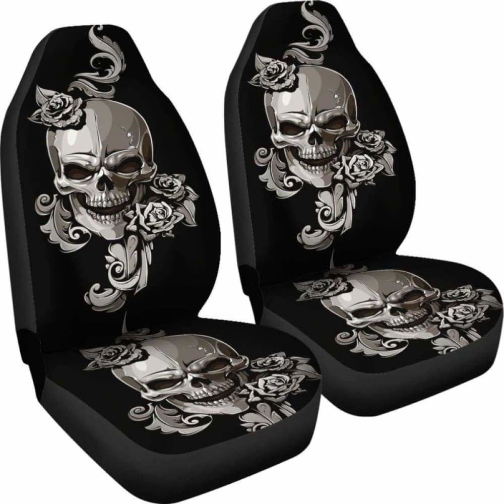 Set Of Floral Sugar Skulls Car Seat Covers