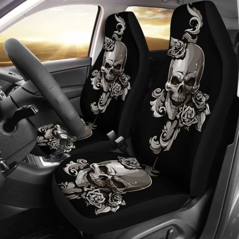 Set Of Floral Sugar Skulls Car Seat Covers