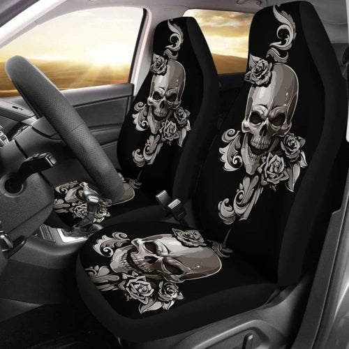Set Of Floral Sugar Skulls Car Seat Covers