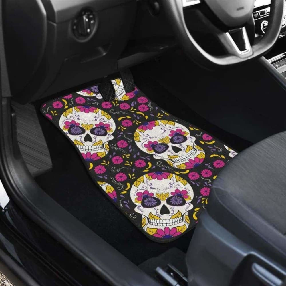 Set Of Pcs Sugar Skull Day Of The Dead Car Mat