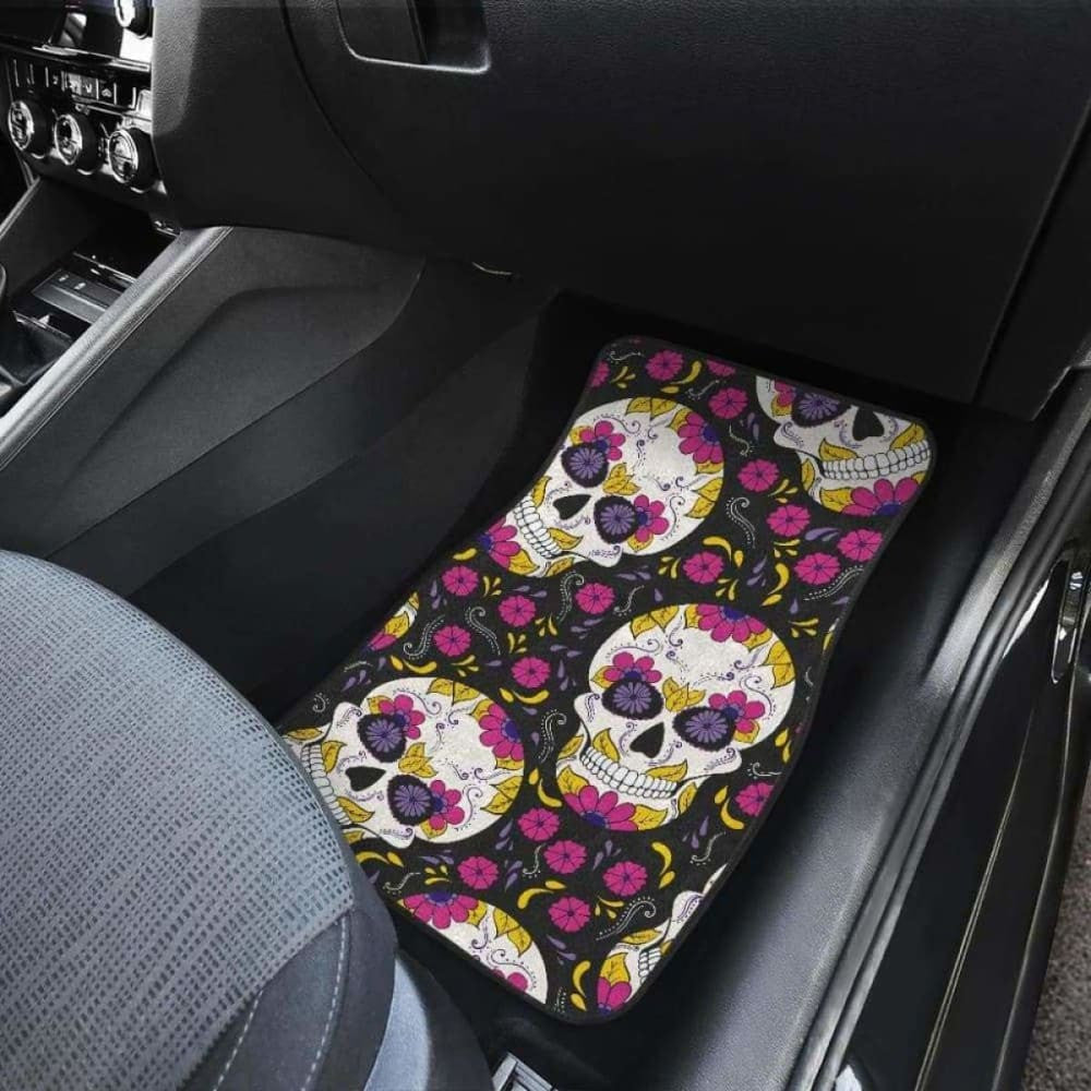 Set Of Pcs Sugar Skull Day Of The Dead Car Mat