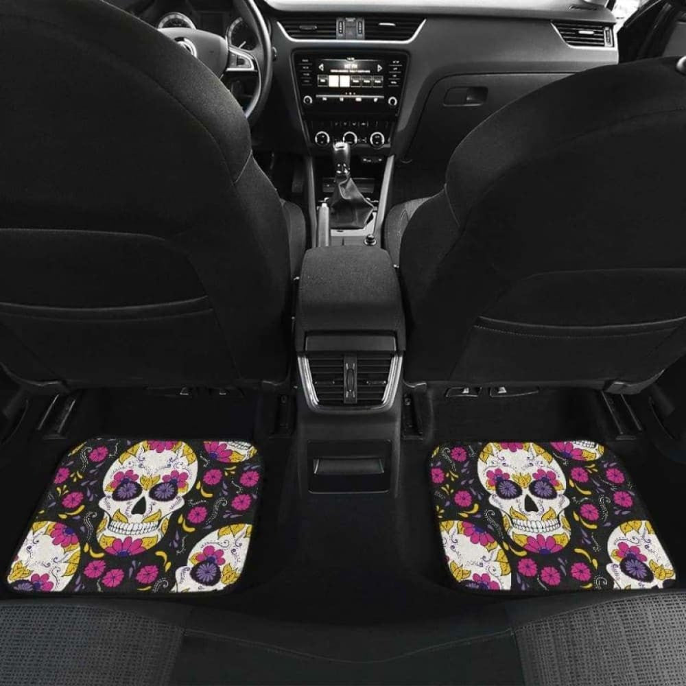 Set Of Pcs Sugar Skull Day Of The Dead Car Mat