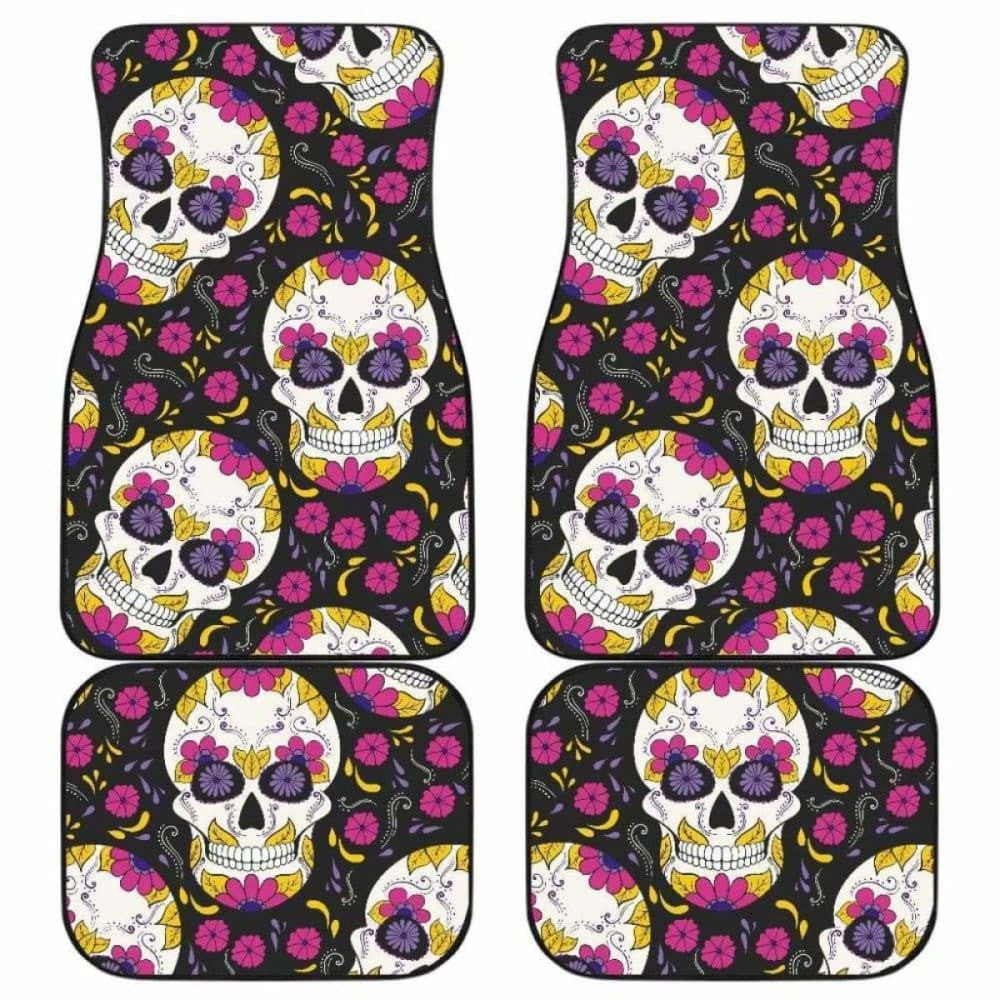Set Of Pcs Sugar Skull Day Of The Dead Car Mat