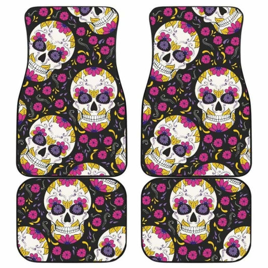Set Of Pcs Sugar Skull Day Of The Dead Car Mat