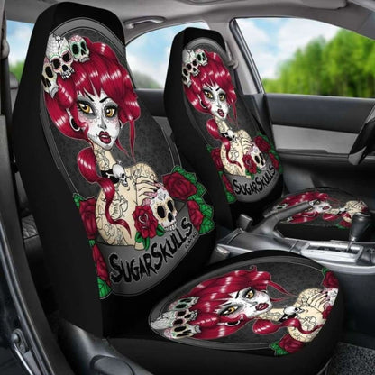 Set Of Sugar Skull Car Seat Covers