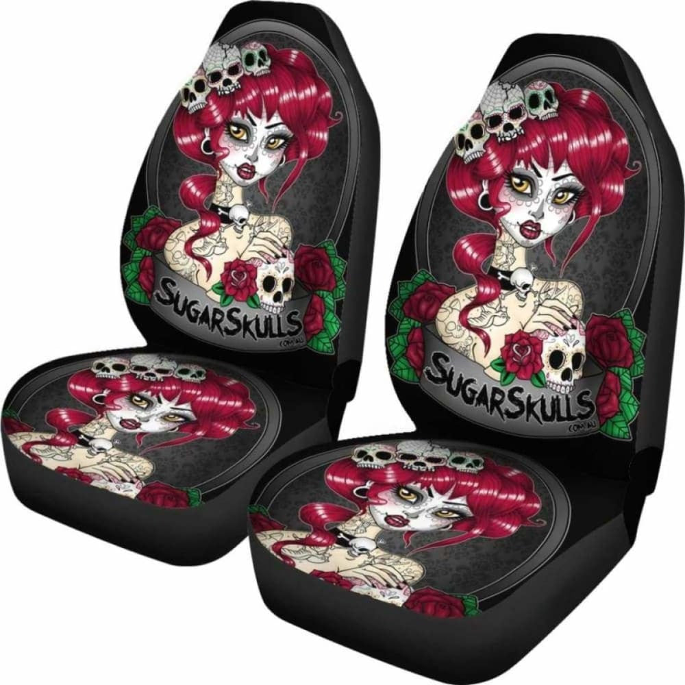 Set Of Sugar Skull Car Seat Covers