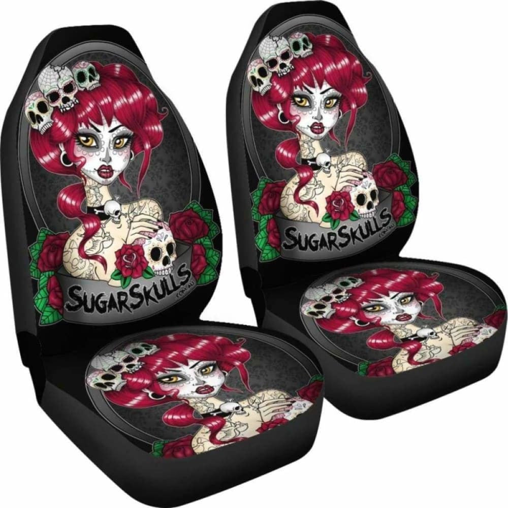 Set Of Sugar Skull Car Seat Covers