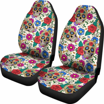 Set Of Sugar Skull Car Seat Covers