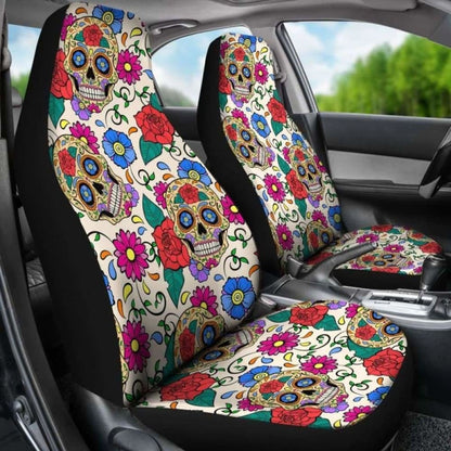 Set Of Sugar Skull Car Seat Covers