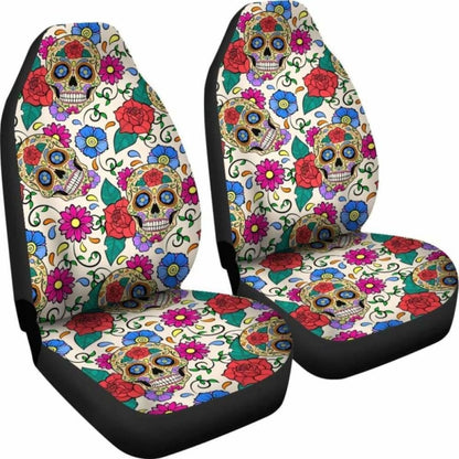 Set Of Sugar Skull Car Seat Covers