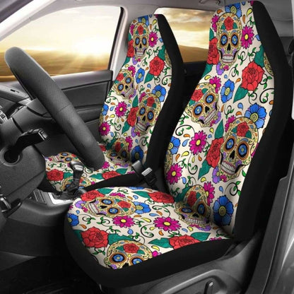 Set Of Sugar Skull Car Seat Covers
