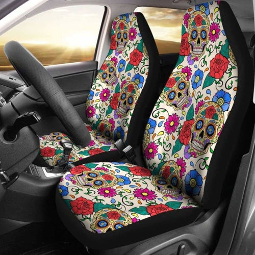 Set Of Sugar Skull Car Seat Covers