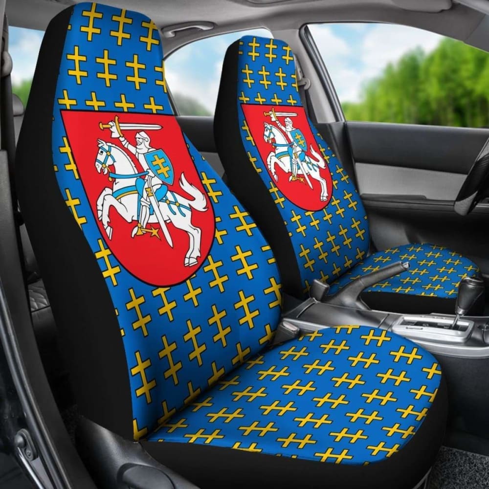 Lithuania Car Seat Covers Cross Double Pattern T
