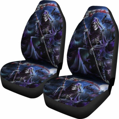 Set Of Pcs - Skull Gothic Horror Grim Reaper Skull Car Seat Covers