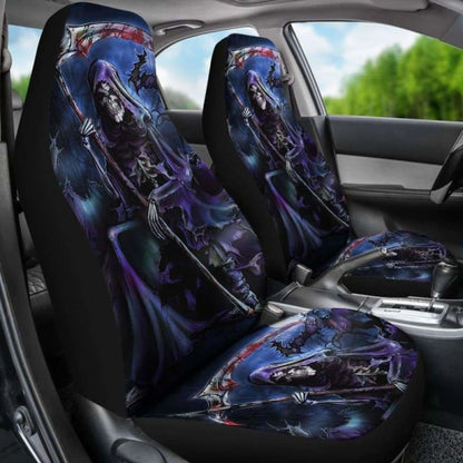 Set Of Pcs - Skull Gothic Horror Grim Reaper Skull Car Seat Covers