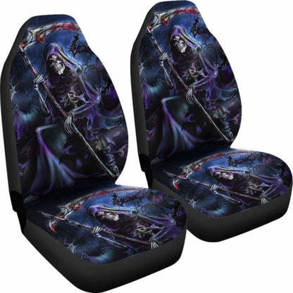 Set Of Pcs - Skull Gothic Horror Grim Reaper Skull Car Seat Covers