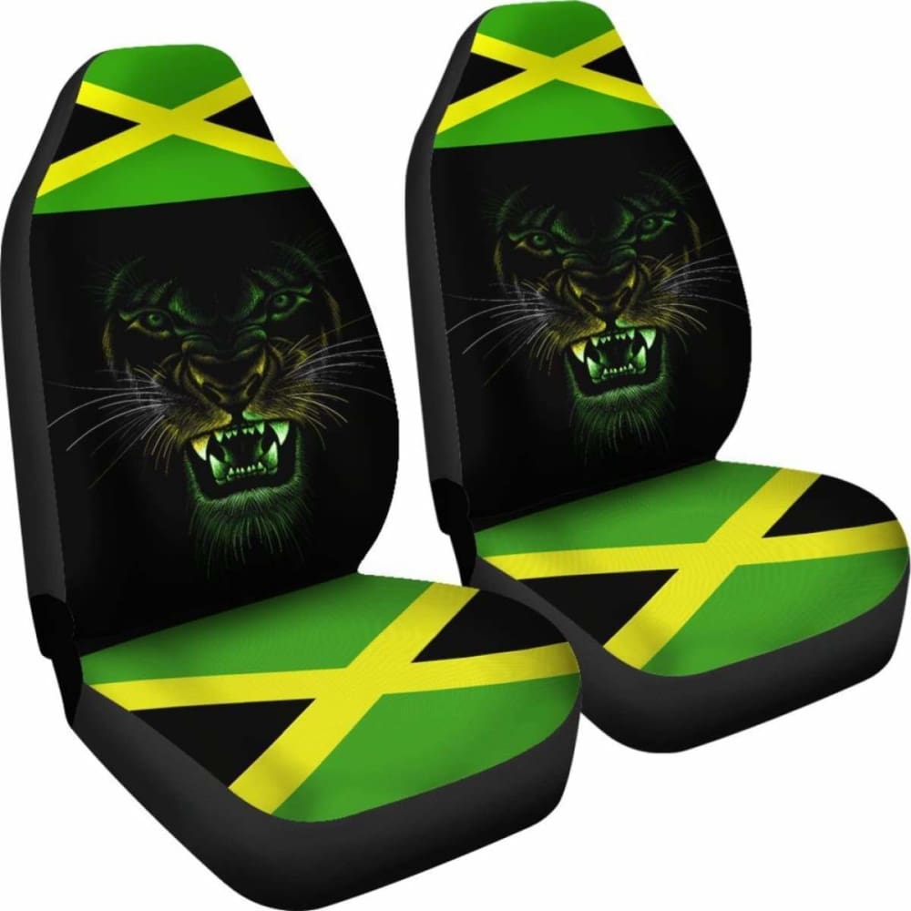 Car Seat Covers Africa - Jamaica Flag Color With Lion -