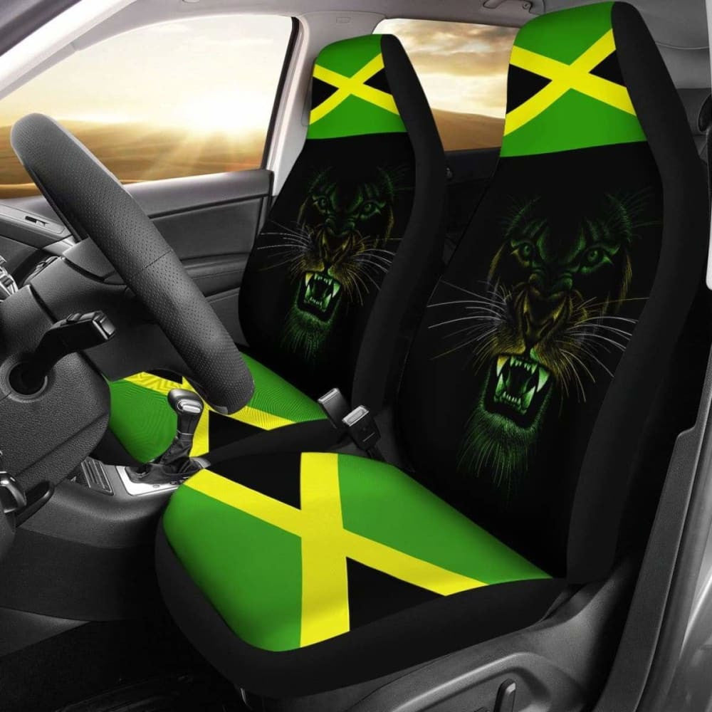 Car Seat Covers Africa - Jamaica Flag Color With Lion -