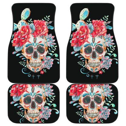 Set Of Pcs Floral Sugar Skull Car Mats