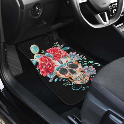 Set Of Pcs Floral Sugar Skull Car Mats