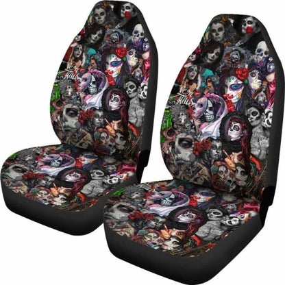 Set Sugar Skull Car Seat Covers
