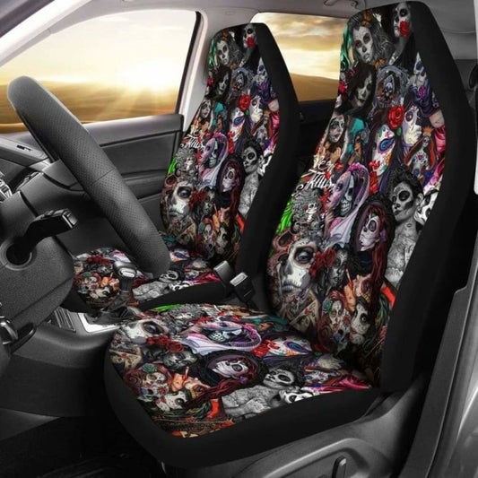 Set Sugar Skull Car Seat Covers